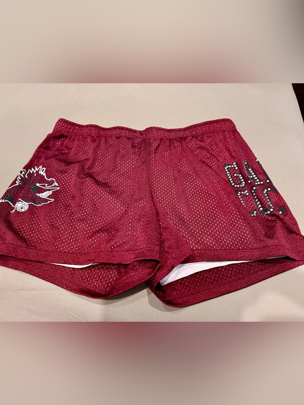 Women's Maroon Athletic Mesh Shorts